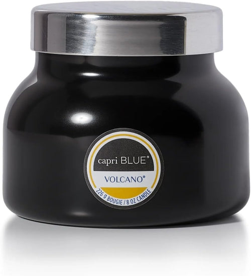 Capri Blue Volcano Scented, Glass Jar Candles for Home with Tropical Fruit & Sugared Citrus, Soy Wax Blend, Black Color (8 Oz)