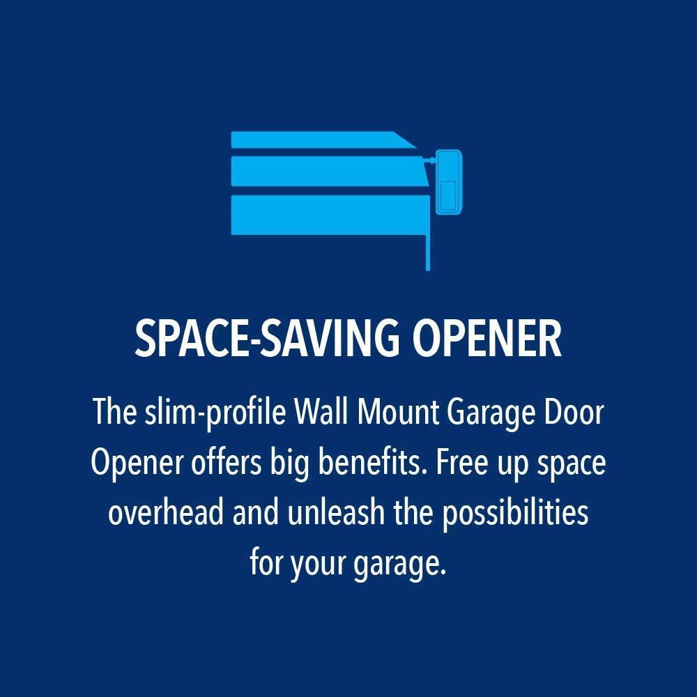 Smart Garage Door Opener - Wall Mounted - Myq Smartphone Controlled - Ultra Quiet Space Saving Direct Drive, Model RJO20, Black