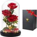 Beauty & the Beast Preserved Red Rose in Glass Dome with LED Gift Box